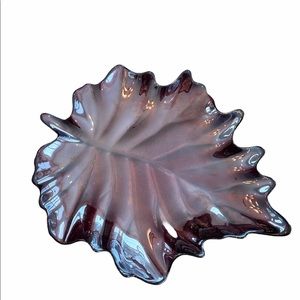 Arda Glassware Purple Hand Painted Leaf Dish